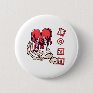 Badge Rond 5 Cm Main de squelette symbolique de l'amour offrant un