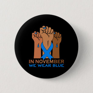 Badge Rond 5 Cm Main En Novembre Nous Portons Blue Diabetes Sensib