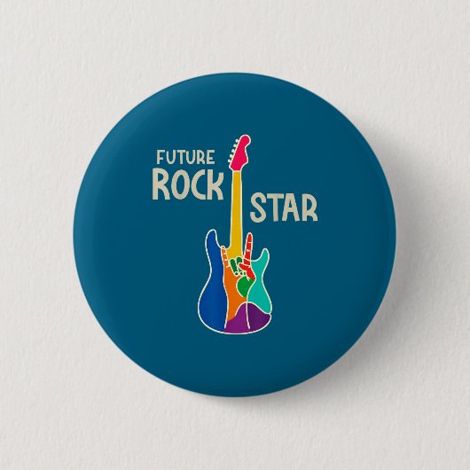 Badge Rond 5 Cm Main future de garçon star de rock guitare (Devant)