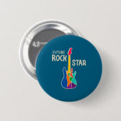 Badge Rond 5 Cm Main future de garçon star de rock guitare (Devant & derrière)