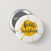 Badge Rond 5 Cm Main Jaune dessinée Sun Hello Sunshine Image (Devant & derrière)