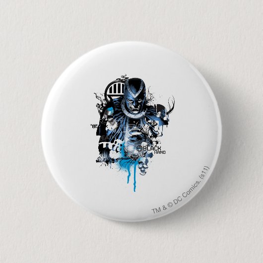 Badge Rond 5 Cm Main noire - collage bleu (Devant)