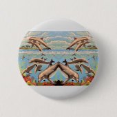 Badge Rond 5 Cm Main Painted by Number | Dolphins | (Devant)