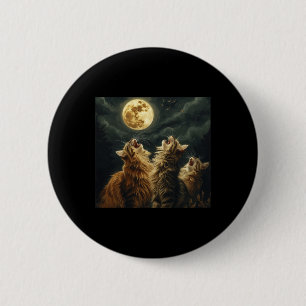Badge Rond 5 Cm Maine Coon Howl Sur Moon Amoureux des chats