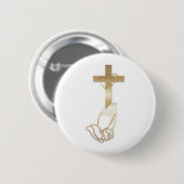 Badge Rond 5 Cm Mains de prière (Devant & derrière)