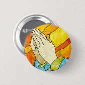 Badge Rond 5 Cm Mains de prière (Devant & derrière)