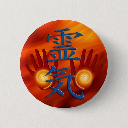 Badge Rond 5 Cm Mains de Reiki (Devant)
