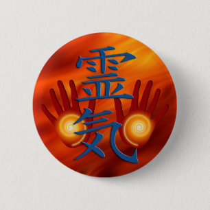 Badge Rond 5 Cm Mains de Reiki
