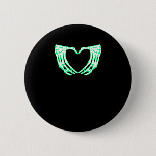 Badge Rond 5 Cm Mains de squelette, Coeur, Costume d'Halloween de