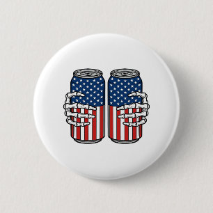 Badge Rond 5 Cm Mains de squelette patriotiques vintage tenant des