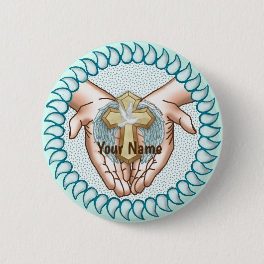 Badge Rond 5 Cm Mains du Saint-Esprit chrétien (Devant)