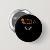 Badge Rond 5 Cm Mains éffrayantes de squelette. Joyeux Halloween. (Devant & derrière)