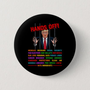 Badge Rond 5 Cm Mains Hors Drôle De Trump Mème Prison- Activis De
