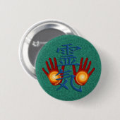Badge Rond 5 Cm Mains Reiki (Devant & derrière)