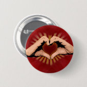 Badge Rond 5 Cm Mains sous forme de coeur, conception d'amour (Devant & derrière)