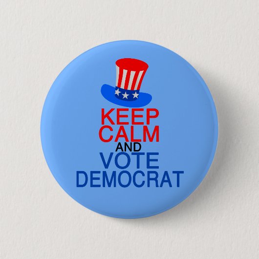 Badge Rond 5 Cm Maintenez le calme et votez démocrate (Devant)