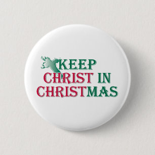 Badge Rond 5 Cm Maintenez le Christ dans Noël - croix