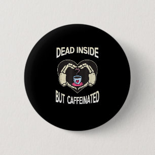 Badge Rond 5 Cm Mais Café Café Squelette Mains Coeur