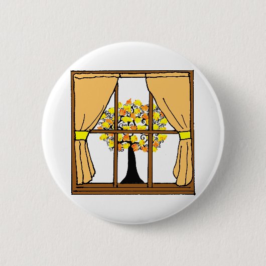 Badge Rond 5 Cm Maïs éclaté sautant sur l'abricotier (Devant)