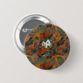 Badge Rond 5 Cm Maison Blanche et arbres d'automne (Devant & derrière)