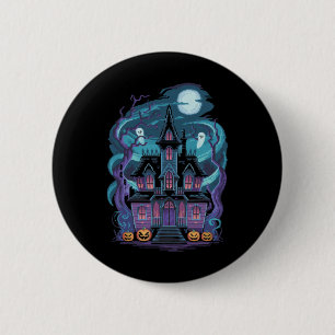 Badge Rond 5 Cm Maison Halloween Artistes Transylvanie Manoir