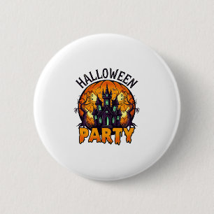 Badge Rond 5 Cm Maison hantée de la fête d'Halloween Chauves-souri