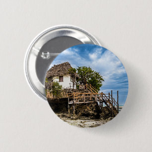 Badge Rond 5 Cm Maison pittoresque sur un affleurement de corail t