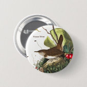 Badge Rond 5 Cm Maison Wren par John James Audubon, Birdwatcher Bi (Devant & derrière)