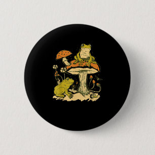Badge Rond 5 Cm Maisonnette Champignon Grenouille Esthétique Cotta