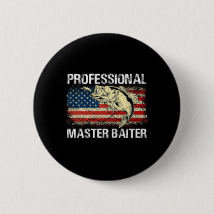 Badge Rond 5 Cm Maître Appât Professionnel Drapeau Américain Rétro