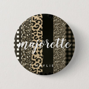 Badge Rond 5 Cm Majorette personnalisée Faux Cheetah et Parties s