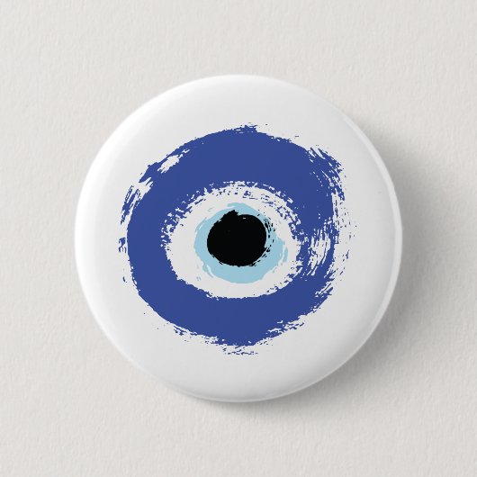 Badge Rond 5 Cm Mal Oeil Artiste Bleu Grec (Devant)