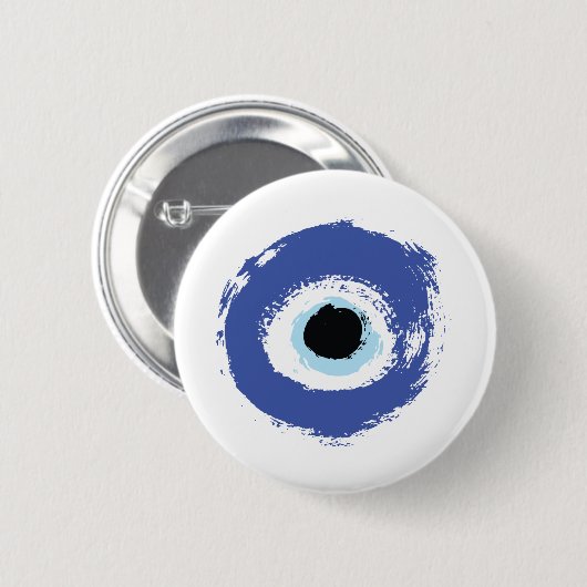 Badge Rond 5 Cm Mal Oeil Artiste Bleu Grec (Devant & derrière)