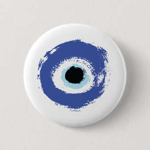 Badge Rond 5 Cm Mal Oeil Artiste Bleu Grec