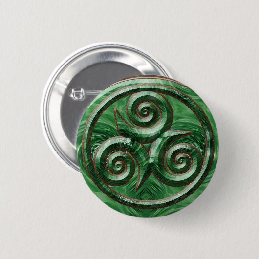 Badge Rond 5 Cm Malachite Triskel (Devant & derrière)