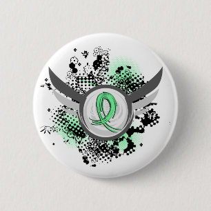 Badge Rond 5 Cm Maladie coeliaque vert clair de ruban et d'ailes