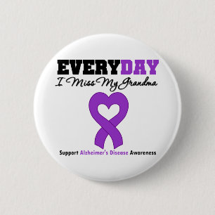 Badge Rond 5 Cm Maladie d'Alzheimer chaque Mlle My Grandma du jour