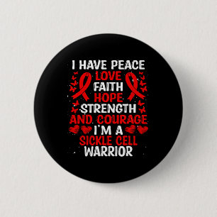Badge Rond 5 Cm Maladie de la faucille Guerrier Paix Espoir Amour 