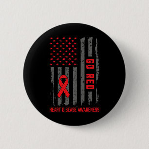 Badge Rond 5 Cm Maladie Drapeau Américain Rouge Ruban de sensibili