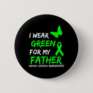 Badge Rond 5 Cm Maladie rénale Je Porte Vert Pour Mon Père Ruban 1