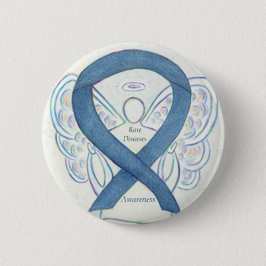 Badge Rond 5 Cm Maladies rares Denim Sensibilisation Angel Ruban É (Devant)