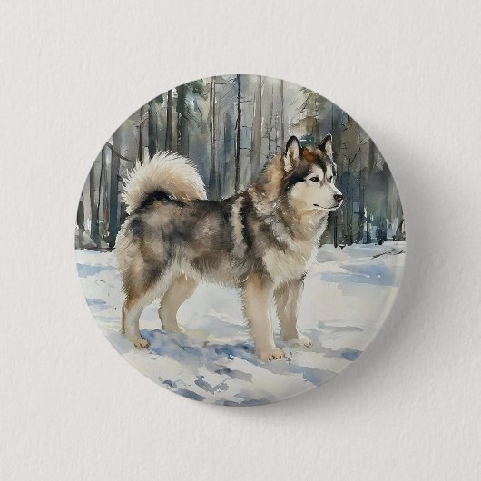 Badge Rond 5 Cm Malamute d'Alaska (Devant)