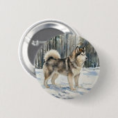 Badge Rond 5 Cm Malamute d'Alaska (Devant & derrière)