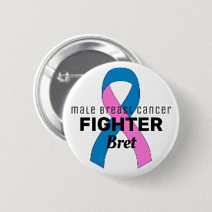 Badge Rond 5 Cm Male Breast Cancer Ribbon White Button