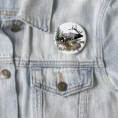 Badge Rond 5 Cm Mâle de trophée de taureau de monstre (En situation)