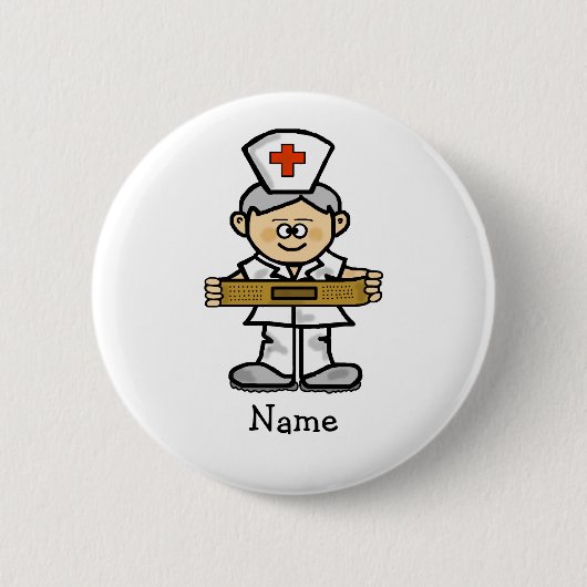 Badge Rond 5 Cm Male Nurse with Grey Hair Button Customize It ! (Devant)