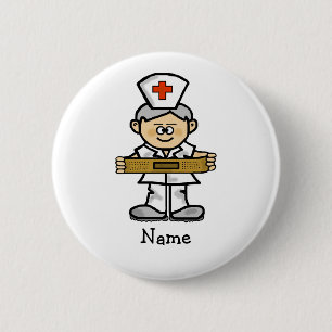 Badge Rond 5 Cm Male Nurse with Grey Hair Button Customize It !