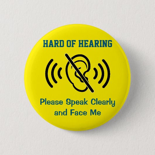 Badge Rond 5 Cm Malentendant - Jaune (Devant)