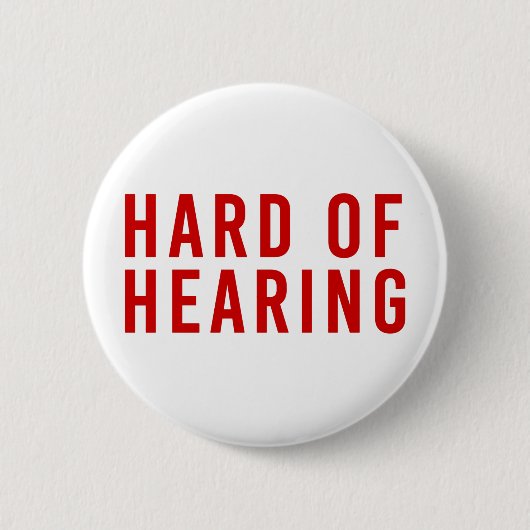 Badge Rond 5 Cm Malentendante, Perte auditive, Sourde rouge (Devant)