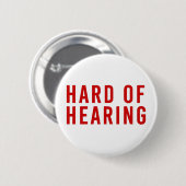 Badge Rond 5 Cm Malentendante, Perte auditive, Sourde rouge (Devant & derrière)